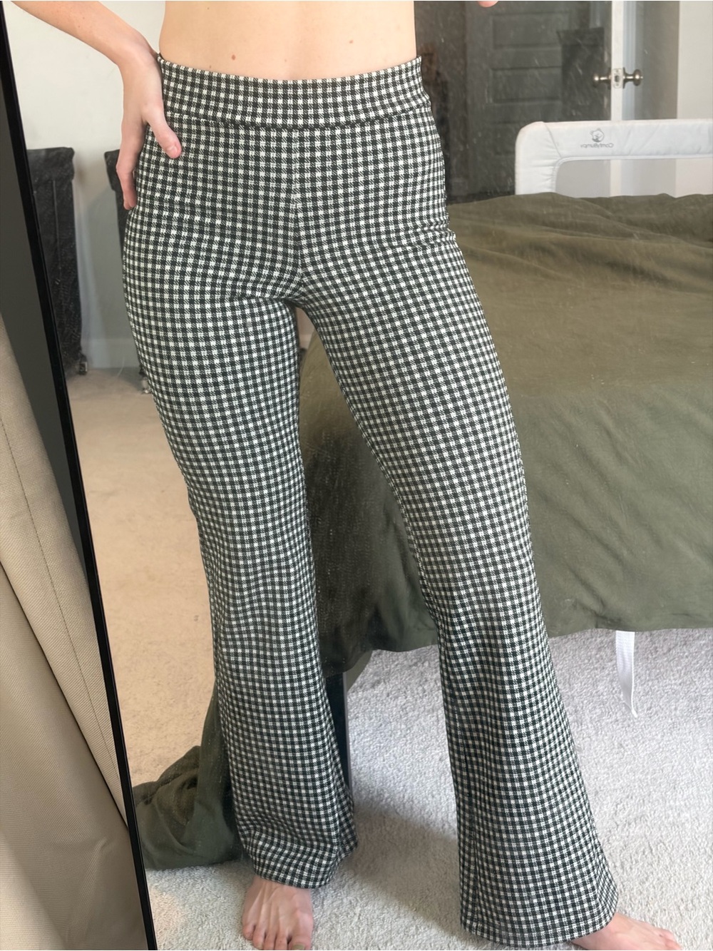 SO Black and White Gingham Flare Pants